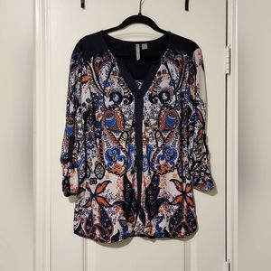 By Design Navy Blue Paisley Blouse